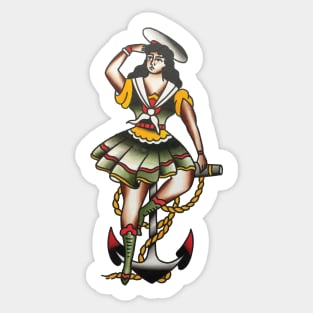 Lady on Anchor Tattoo Design Sticker